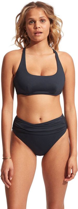 Seafolly - Womens Collective - Bikinibroekje - Blauw - High Waist Wrap Front Pant