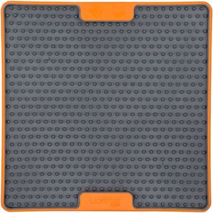 Lickimat Soother Tuff - Reducerende Stress Voermat 20x20 cm - Hondenvoerbak - Oranje&Grijs