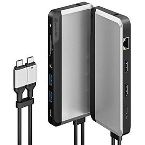 ALOGIC Twin HD universeel dockingstation, USB-C en USB-A, dual display 1080p @60Hz, 2x HDMI, 1x USB-C 3.1 (5G), 4x USB-A 3.0 (5G), 1x audio, 1x Gigabit Ethernet slot