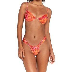 FAE House - Luna Bikini Top - Bloom - Luxe Dames Zwemmode - Gebloemd Rood - 100% Duurzame stof - Koude handwas - Maat XL