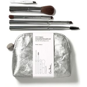 Ere Perez - Eco Vegan Essential Brush Set - Make-up Kwasten - Vegan Haren - Aluminium