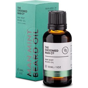 The Groomed Man Co. Man Mint Beard Oil - Premium Baardolie - Stimuleert Baardgroei - Baard Verzorging Mannen - Olie Geur Munt/Sandelhout - 30ML