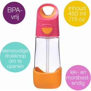 b.box Tritan-Drinkfles en Waterfles | Eenvoudig vast te Houden Fles met Lekvrij Deksel | Cool Modern Kindvriendelijk Ontwerp, Volgt de Drinkbeker op | 450 ml