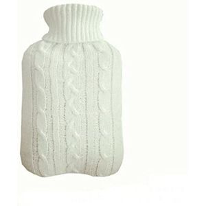 DieffematicRSD Warmwaterkruik Grote zachte natuurrubberen 2L handwarmwaterkruikzak Warme namaakbont fleece gebreide hoes met water gevulde tas (Color : White)