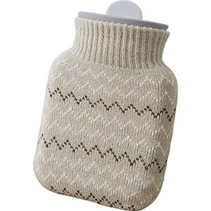 DieffematicRSD Warmwaterkruik Warmwaterkruikzak met gebreide hoes - Siliconen warmwaterkruik Warmwaterkruik voor nek Rugpijn Schouders Koude kompressen (Color : Light Grey)