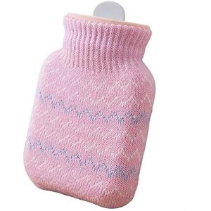 DieffematicRSD Warmwaterkruik Warmwaterkruikzak met gebreide hoes - Siliconen warmwaterkruik Warmwaterkruik voor nek Rugpijn Schouders Koude kompressen (Color : Pink)