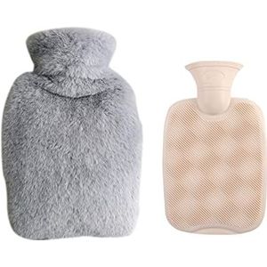DieffematicRSD Warmwaterkruik Watervullende Warmwaterzak Verdikte Pluche Winterflessen Hoge Dichtheid Handverwarming Cover Wrap Huishoudelijk Artikel: (Color : Light Grey)