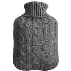 DieffematicRSD Warmwaterkruik Waterinjectie Rubberen warmwaterkruik met deksel, warmwaterkruik Winter warmwaterzak Handvoeten Warmer waterfles (Color : Gray)