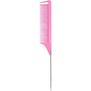 DieffematicSZ kam 1pc Professional Pointed Tail Hair Comb Anti-static Hair Dye Brush Barber Steel Needle Comb Salon Hairdresser Barber Accessories (Color : Pink)