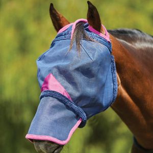Weatherbeeta - Delux Durable Mesh Mask - Manen uitsparing - Met Neus - Navy / Paars - Maat Shetland