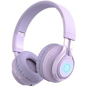 Headset Draadloze Bluetooth Over Ear Hoofdtelefoon, Hoofdtelefoon met Diepe Bas Headset, Comfortabele Oordopjes, Paars