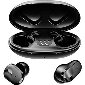 Draadloze in Ear Oordopjes Bluetooth Hoofdtelefoon Waterdichte TWS HiFi Stereo Ruisonderdrukking Headset LED Panel, Zwart