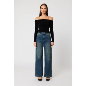 Abrand Jeans - High Waist Wide Leg Jeans - Donkerblauw - Denim