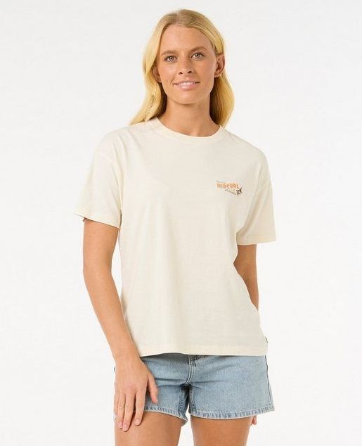 Rip Curl - Cala Vadella - T-shirt - Wit/Beige - 100% Katoen