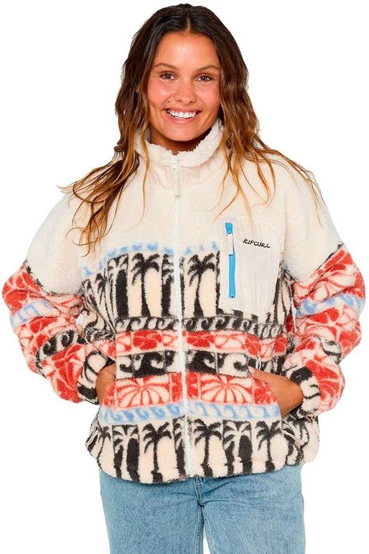 RIP CURL - OCEANIC - Fleece Jas - Sand - Lichtblauw - Vuurrood - Zwart