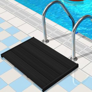 Vloerelement Vloerplaat voor solar douche, zwembadtrap of zwembad antislip, incl. bevestigingsmateriaal, zwart 100x58x4cm