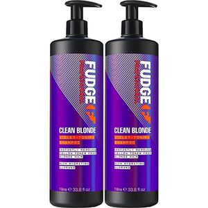 Fudge Clean Blonde zilvershampoo met pomp - 2x1000 ml