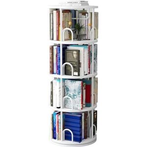 hoge boekenplank Boekenplanken 4-laags metaal 360° draaibare boekenplank Staande boekenkast voor woonkamer Kantoorboekenkast Vloerstaande boekenplank perfecte weergave