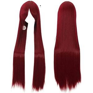 Pruik Pruiken Haarpruiken Luchtvolume Hoge temperatuur Zachte zijde Bulkhaar Lang zijdeachtig recht Big Wave-haar Synthetische pruik, 3.2FT Pruik Voor Dagelijkse Feestkleding (Color : 49)