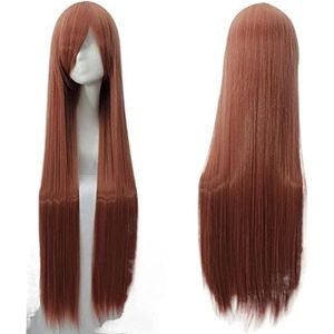 Pruik Pruiken Haarpruiken Luchtvolume Hoge temperatuur Zachte zijde Bulkhaar Lang zijdeachtig recht Big Wave-haar Synthetische pruik, 3.2FT Pruik Voor Dagelijkse Feestkleding (Color : 18)