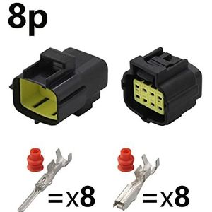 Dj70216y-1.8mm Sensor Plug 3P Auto Waterdichte Connector 4P Kabel Mannelijke En Vrouwelijke Butt Plug 6-core Rubber Shell 12 Gaten (Color : 8p, Size : 5sets)