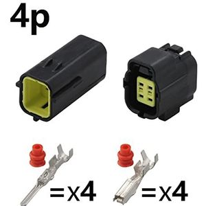 Dj70216y-1.8mm Sensor Plug 3P Auto Waterdichte Connector 4P Kabel Mannelijke En Vrouwelijke Butt Plug 6-core Rubber Shell 12 Gaten (Color : 4p, Size : 5sets)