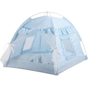 Hondenmand Kattenbed Huisdierbed Huisdier Tent Outdoor Draagbare Opvouwbare Hond Huisdier Huis Bed Waterdichte Kat Indoor Outdoor Tent Pop Up Strand Zonnetent Hondenbedden Hondenbed (Color : Blue, S