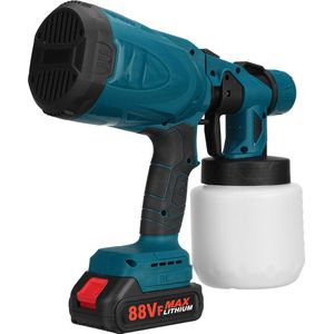 MUSTOOL Verfspuit - Verfpistool - Verfspuiten - 1300W - 800ml - 1000ml/min - met 3 Spuitkoppen - voor Thuis Buiten Binnen - Blauw Wit