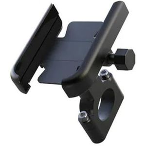 YHQIGEGE 360 graden universele metalen fiets motorrijwiel spiegel stuur smartphone houder stand mount Hendelbeugels (Color : Handlebar Black)