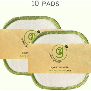 green-goose XL Herbruikbare Wattenschijfjes | Make-Up Remover Pads | 10 Stuks | Zacht | 10 cm | 3-laags | Bamboe Biokatoen