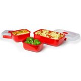 Sistema Microwave Heat 'n Eat - Set van 3 magnetronbakjes - Met deksel - Rood - 2x525ml - 1x1.25L