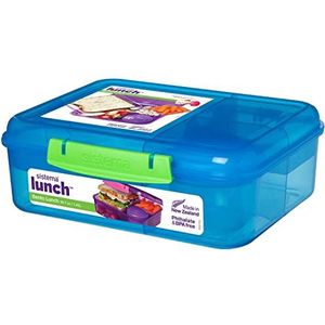 Sistema Bento Box LUNCH lunchbox voor kinderen met compartimenten | Lunchbox van 1,65 l met lekvrije yoghurt-/fruitcontainer | BPA-vrij | gemengde kleuren (niet selecteerbaar)