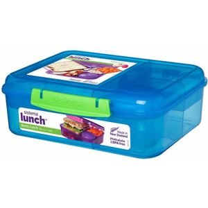Sistema Bento BoxL met Yoghurtpotje Blauw