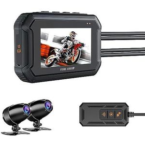 3-inch wifi-motorrijrecorder, 30 fps DVR-dashcam-set met dubbele 1080P HD-camera, IP67 waterdicht, G-sensor, loop-opname, ingebouwde GPS