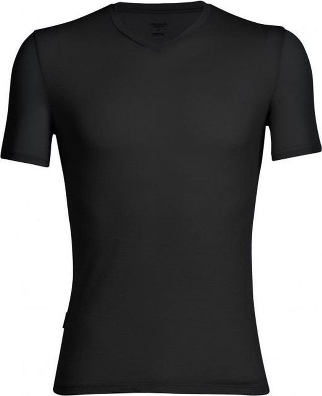 Icebreaker - Anatomica V-hals T-shirt - Zwart - Merinomengsel - Ademend