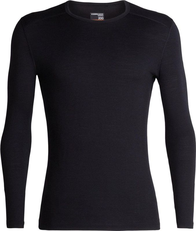 Icebreaker 200 Oasis Basislaag - Zwart - 100% Merino - Lange Mouwen