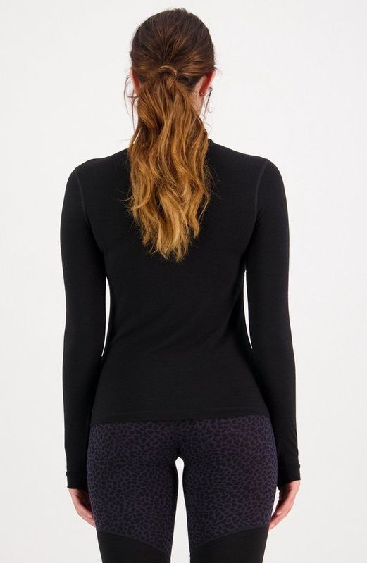 Mons Royale Womens Cascade Mock Neck L/S Merino-ondergoed (Dames |zwart)