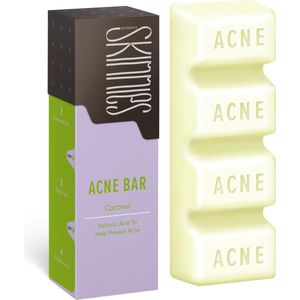 Skinnies Acne Bar - Reiniger Gezicht en Lichaam - Verzorging en acne en puistjes - Kokos - Body bar unisex 100 gram