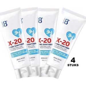 4 Stuks - 8+ Minute X-20 Hand sanitiser 80ml Desinfecterende Handgel - handreiniger desinfecterende gel