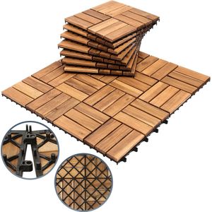 Terrastegels 8㎡ - 30x30 cm - 88 stuks Vlondertegels - 12 stuks per Terrastegels - Acacia Houten - Balkon, Terras of Vlonder - Tuintegels, Terrasplanken - Kliktegels, Buiten tegels - Snelle Montage - Acaciahout - Bruin - Houttegel Houttegel