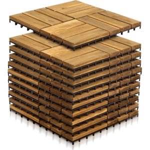 Terrastegels 9㎡ - 30x30 cm - 99 stuks Vlondertegels - 12 stuks per Terrastegels - Acacia Houten - Balkon, Terras of Vlonder - Tuintegels, Terrasplanken - Kliktegels, Buiten tegels - Snelle Montage - Acaciahout - Bruin - Houttegel Houttegel