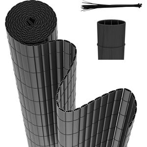 Balkonscherm PVC Tuinscherm Hekwerk voor Buiten Balkonbekleding van PVC Weerbestendig UV-Bescherming Balkon Terras Windscherm voor Balkon Tuin Zonnescherm Balkonscherm PVC Tuinscherm Hekwerk voor Terras met Tie-wraps Grijs 100 x 1000cm