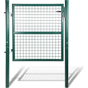 Tuinpoort Poort gepoedercoat staal Tuinpoort-Tuindeur hek poort 100 × 100 cm boerderij poort van gegalvaniseerd staal met slot, deurknop en sleutel, stevig en duurzaam-groente