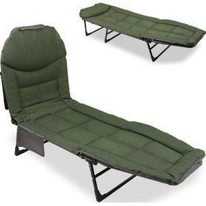 Kampeerbed - Opvouwbaar - Ligbed - Veldbed - Campingbed - Verstelbaar - Karper Stretcher - Bedchair - 195 x 65 x 32 cm - Groen