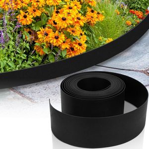 Borderrand op rol - 10m x 10cm - Gazonrand perkrand - Tuinafboording flexibel - 2mm dik - zwart