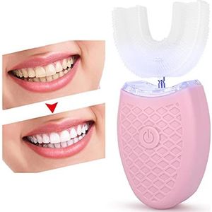 U-vormige tandenborstelkop elektrische tandenborstel, draadloos opladen koud licht tandbleekapparaat, automatische sonische tandenborstel (roze)