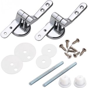 Toiletbril Scharnier Set - WC Bril Scharnieren - Scharnier Vervangset - Scharnier - Vervangende scharnieren voor wc-bril - zinklegering - inclusief bevestigingsmateriaal - roestvrij staal wc-bril bevestigingsset - Bevestigingsgarnituur Closetzitting