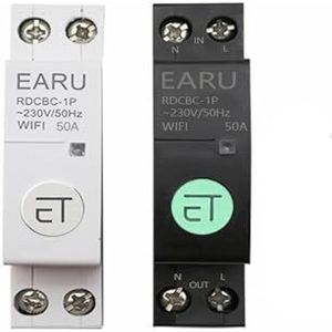 HLELU 1P+N/4P WiFi Smart Circuit Breaker Relaisschakelaar Afstandsbediening (Kleur: Single Fase 1, Maat: WiFi TUYA (zwart) _50A)