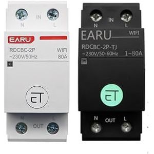 HNEJA 1P+N WiFi-vermogensschakelaar Smart relaisschakelaar-afstandsbediening (Maat: Tuya (zwart), Kleur: 80A)