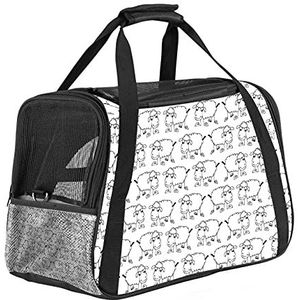 Pet Travel Carrying Handtas, Handtas Pet Tote Bag voor Kleine Hond en Kat Leuke Simpe Zwart Wit Schapen Patroon